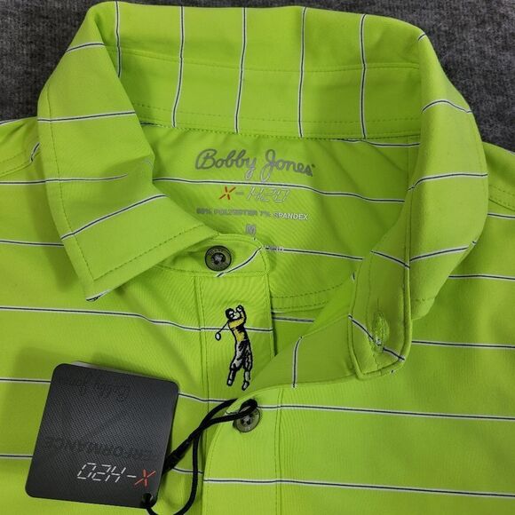 Bobby Jones X-h2o Mens Golf Polo Shirt Size M Green Mint julep Striped New Good - Picture 5 of 14
